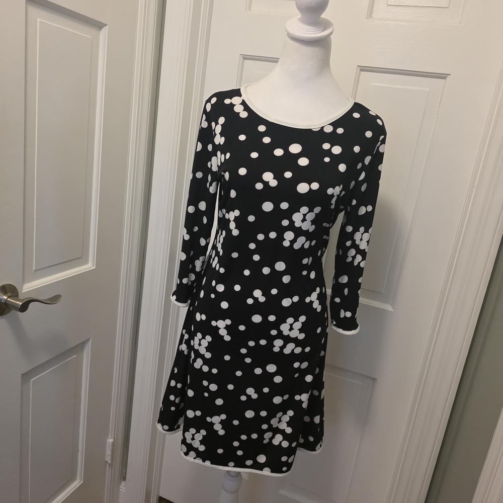 NWT Nik And Nash Black & White Polka Dot Dress Size Med. Business Casual Classic
